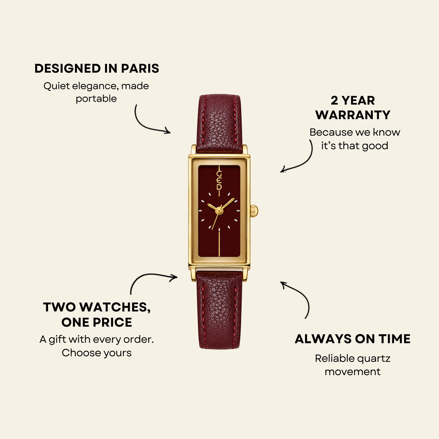 Montaigne Watch Burgundy